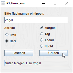 Oberfläche des Programms P3