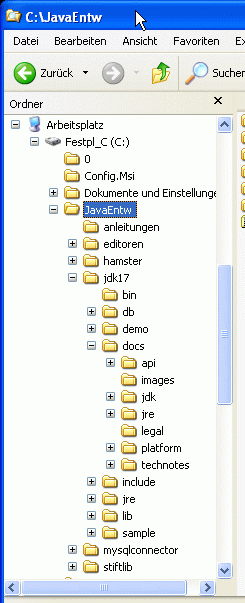 Java-Verzeichnis-Struktur (wie vom Windows-Explorer angezeigt)