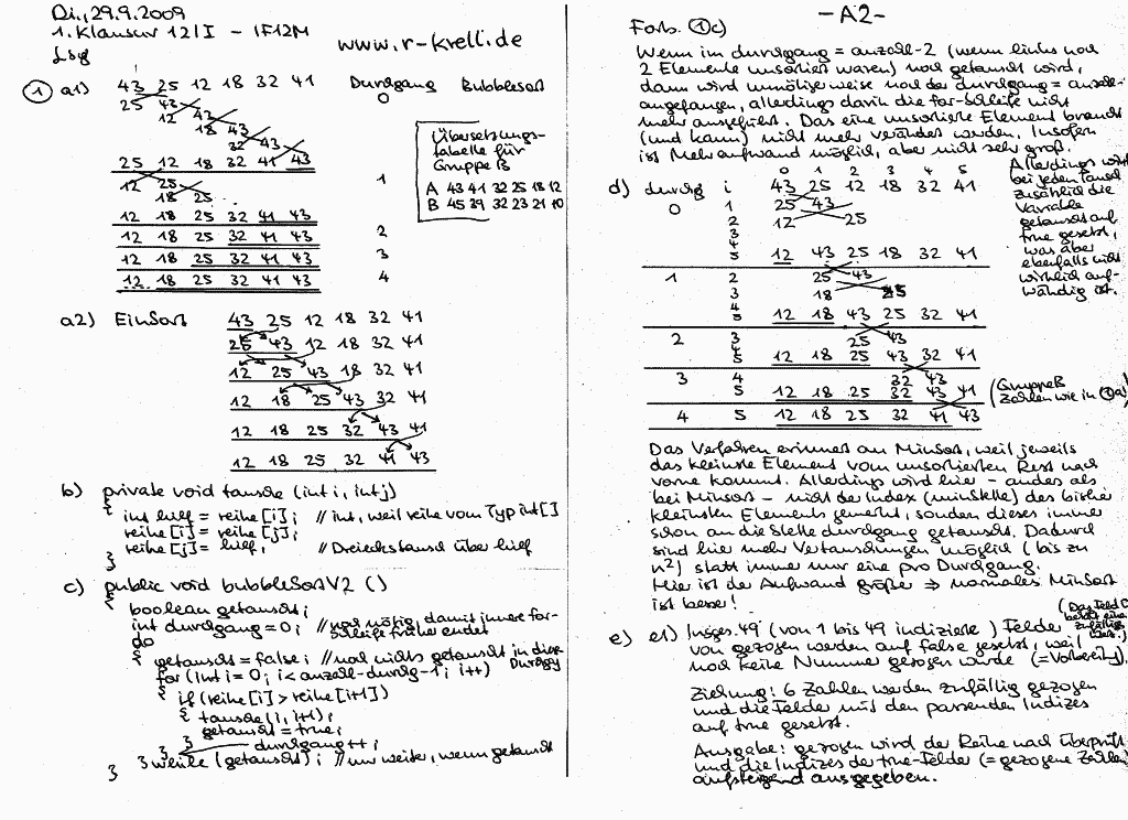 handschriftl. Klausurl�sung, Seiten 1 und 2