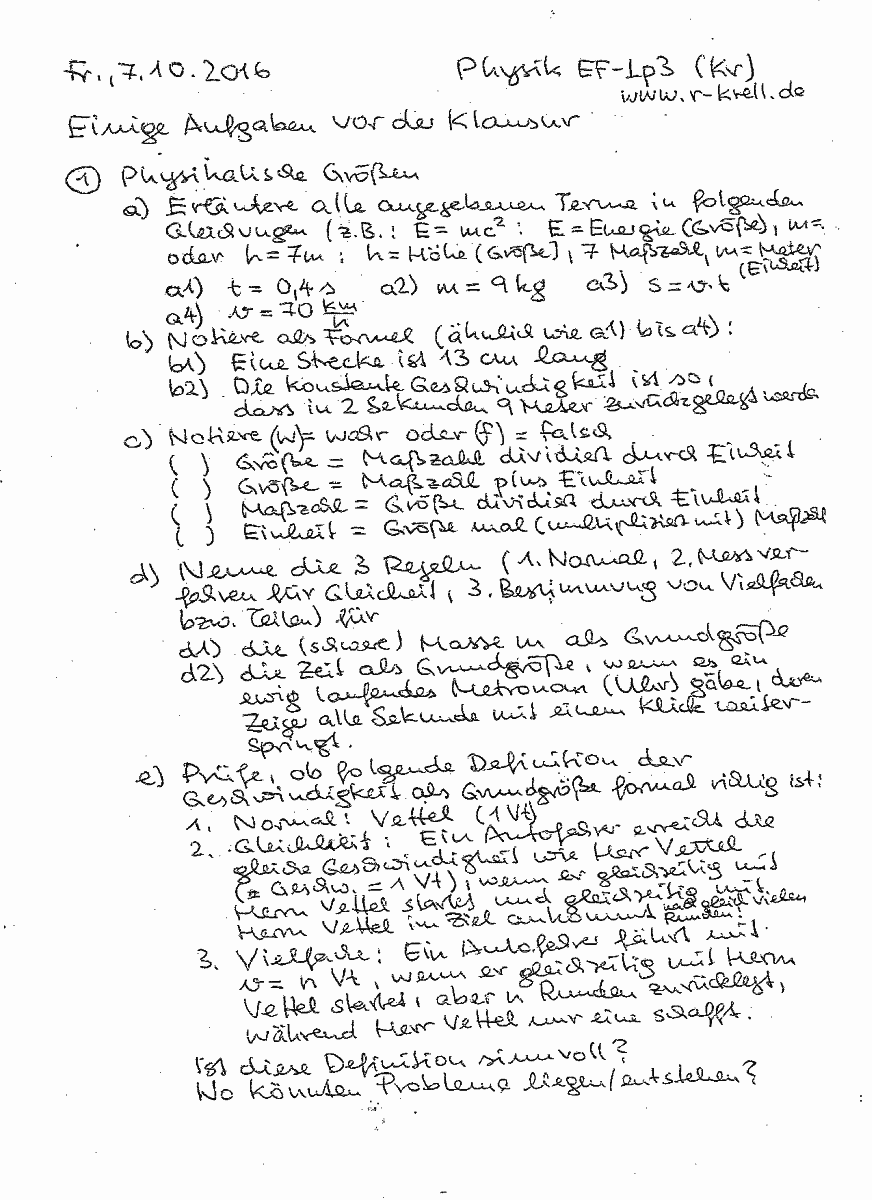 Physik im Straßenverkehr - handschriftl. Lösung, Seite 1