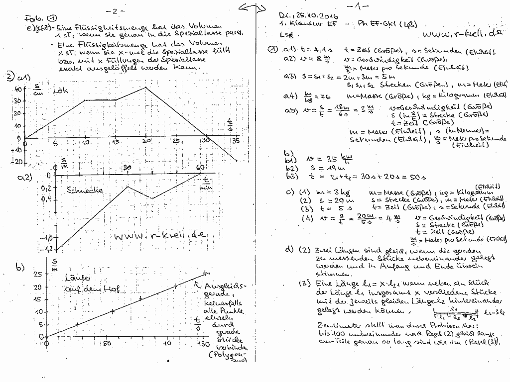 handschriftliche Lösung, Seiten 2 und 1