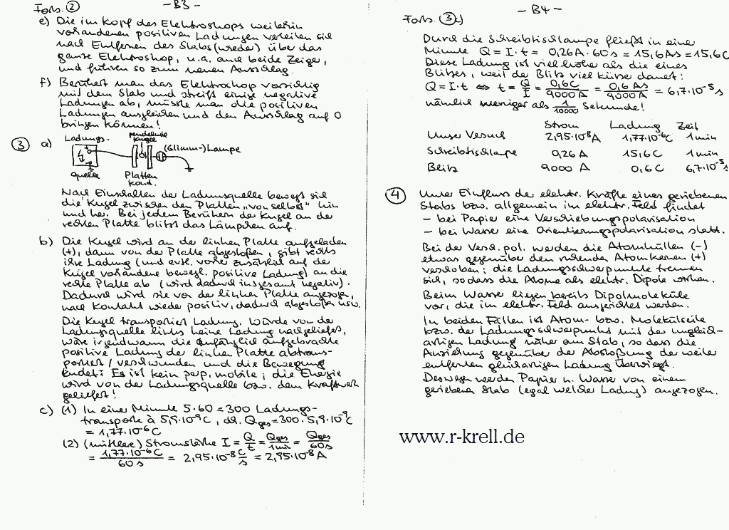 Klausur im Grundkurs 12 -- Lösungen Seiten 3 und 4