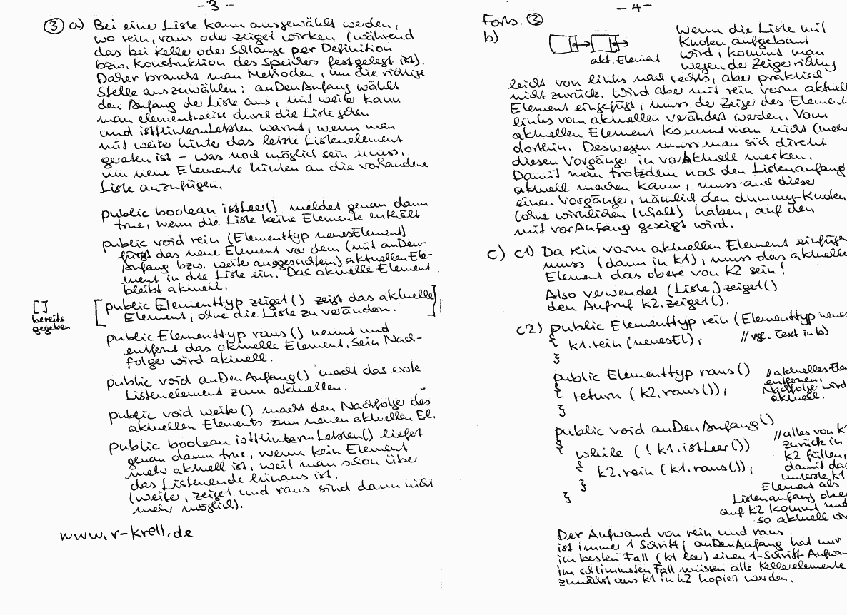 handschriftl. Klausurlösung, Seiten 3 und 4
