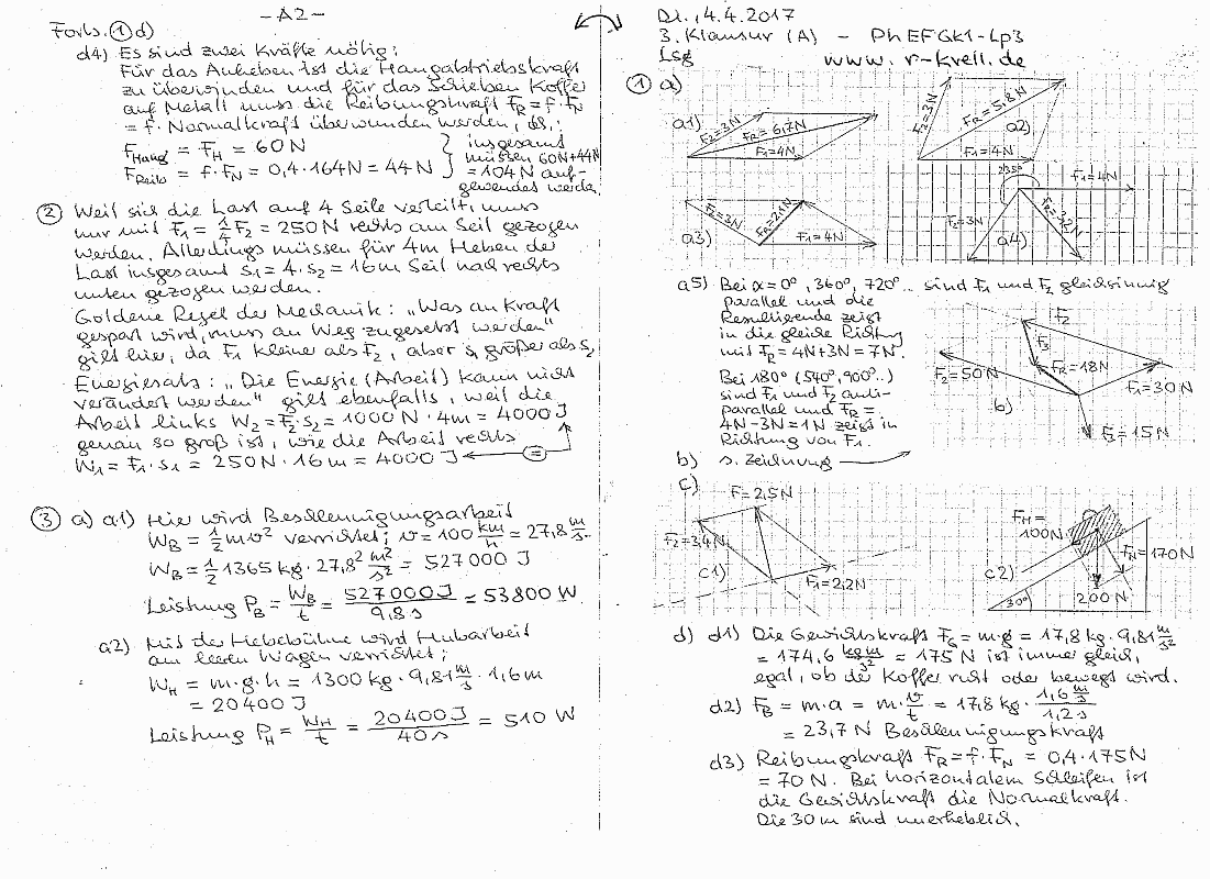 handschriftliche Lösung, Seiten 2 und 1