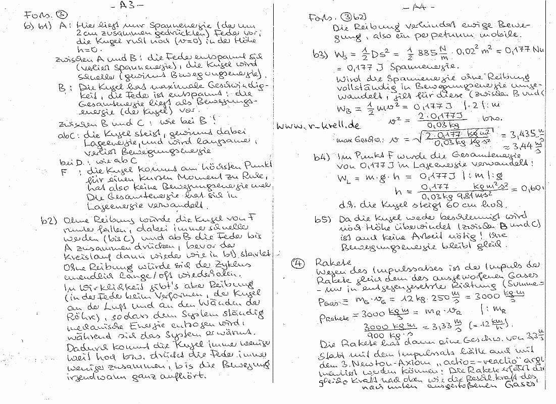 handschriftliche Lösung, Seiten 3 und 4