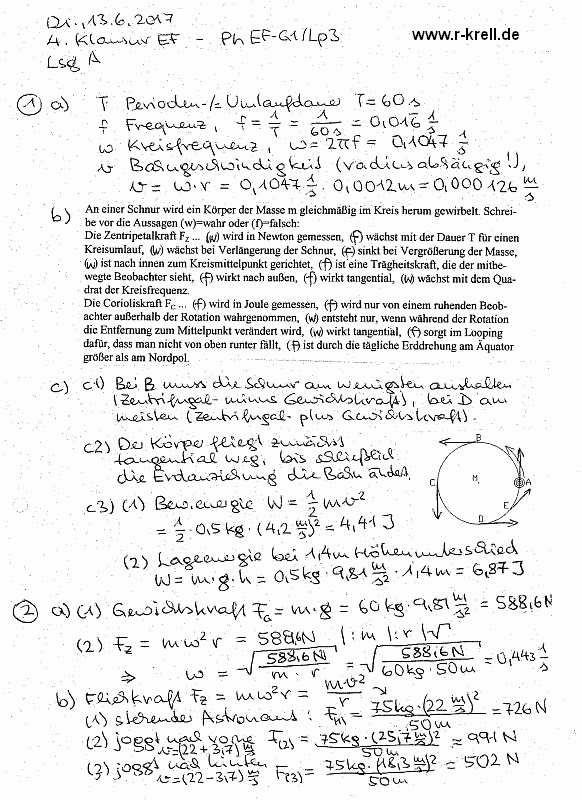 handschriftliche Lösung, Seite 1
