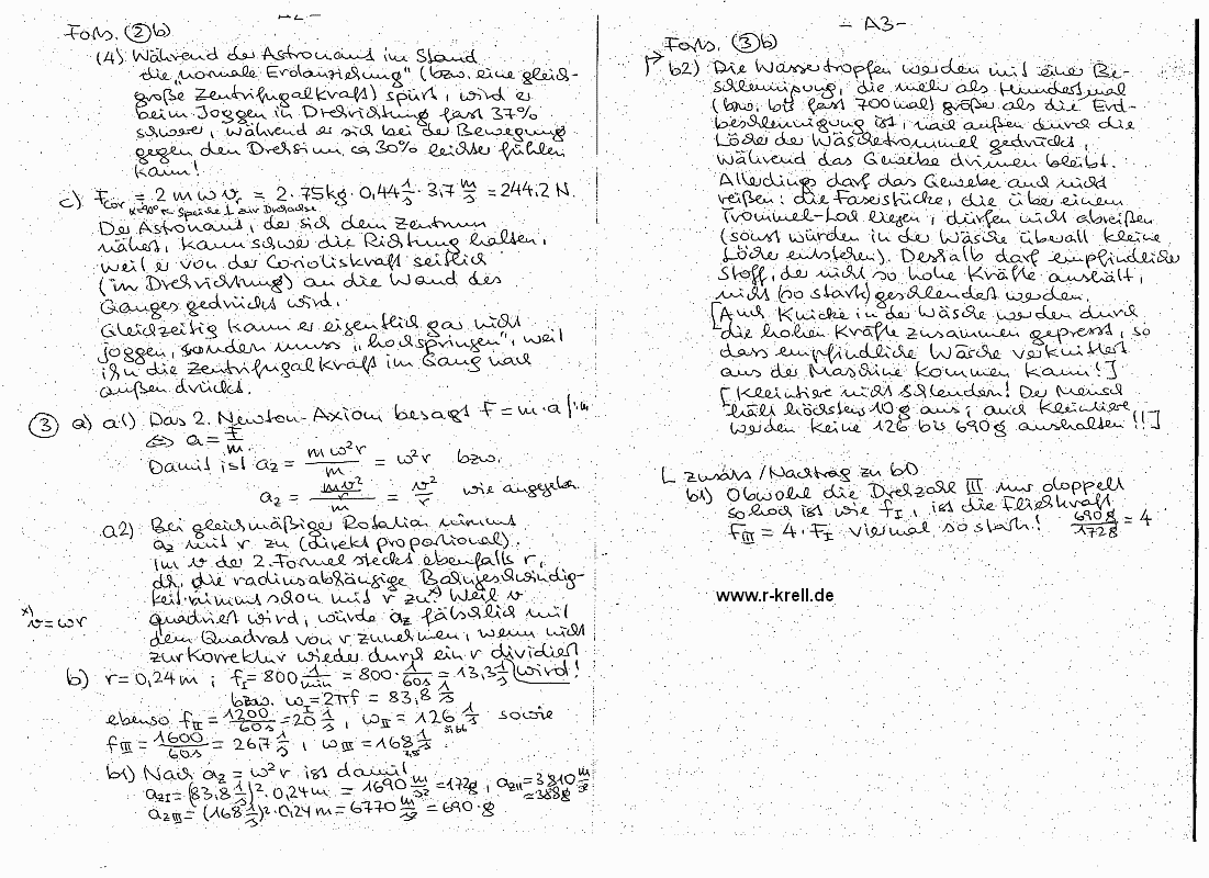handschriftliche Lösung, Seiten 2 und 3