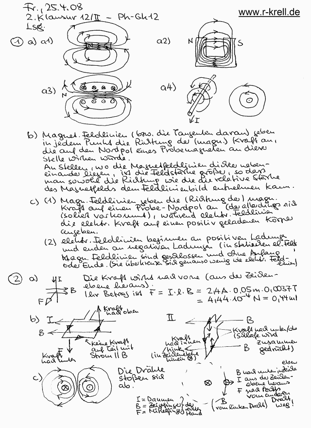 4. Klausur im Grundkurs 12 -- Lösung Seite 1 (handschriftl)