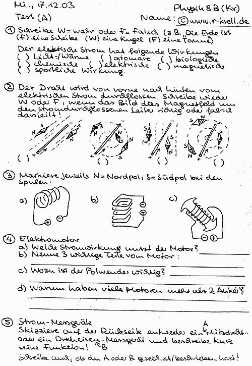 Physiktest 8 -- Aufgaben A