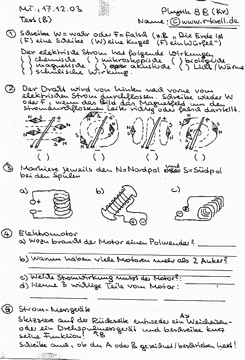 Physiktest 8 -- Aufgaben B