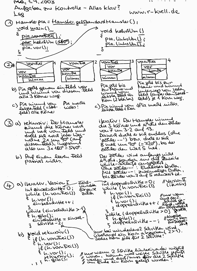 handschriftl. L�sung der �bungsblatt-Aufgaben