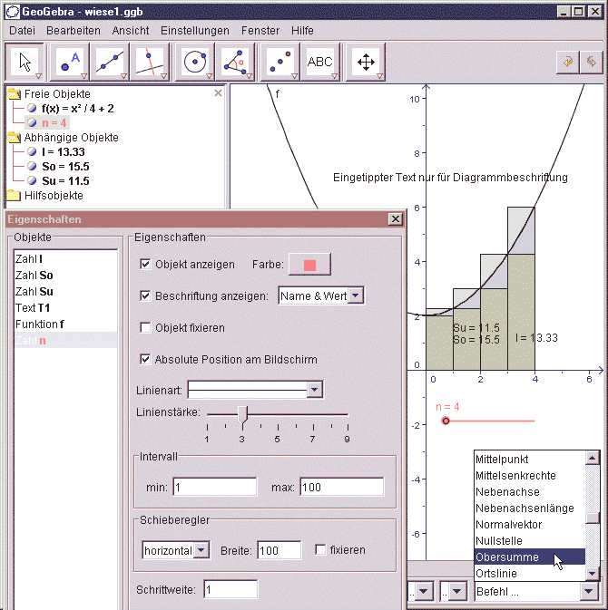 GeoGebra-Bildschirmansicht