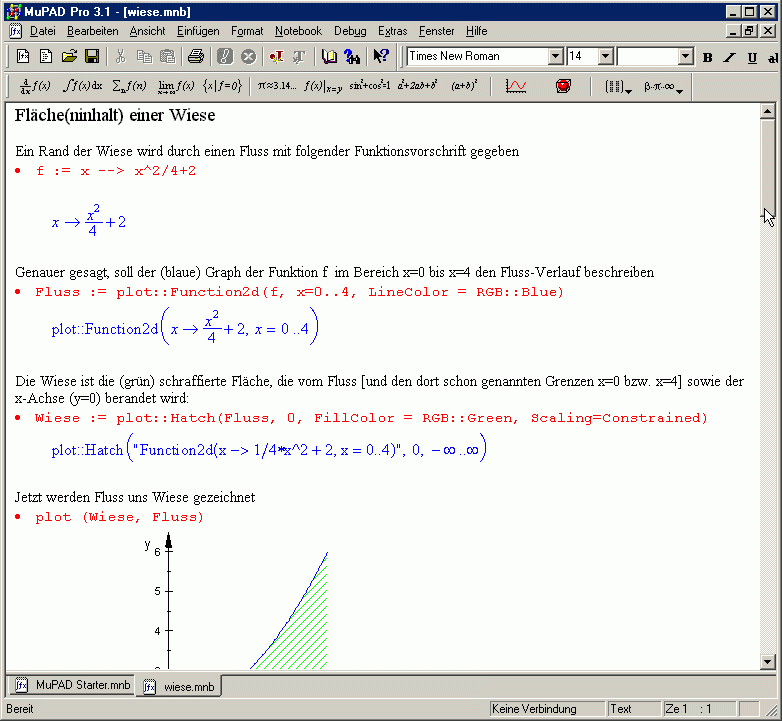 MuPAD-Bildschirmansicht 