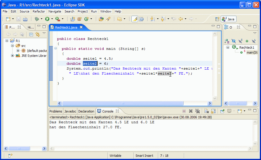Oberfläche von Eclipse 3.1.2