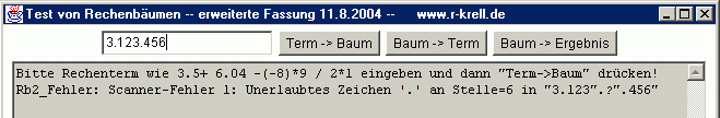 Oberfläche mit Beispiel für erweiterten Rechenbaum