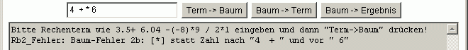 Oberfläche mit Beispiel für erweiterten Rechenbaum