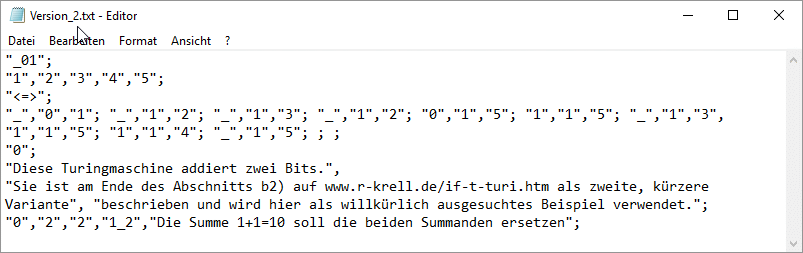 Bildschirmfoto Notepad mit Version 2 einer Textdarstellung (CSV mit Komma und Semikolon)