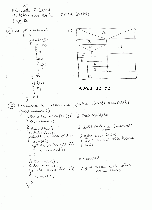 handschriftl. Klausurlösung, Seite 1