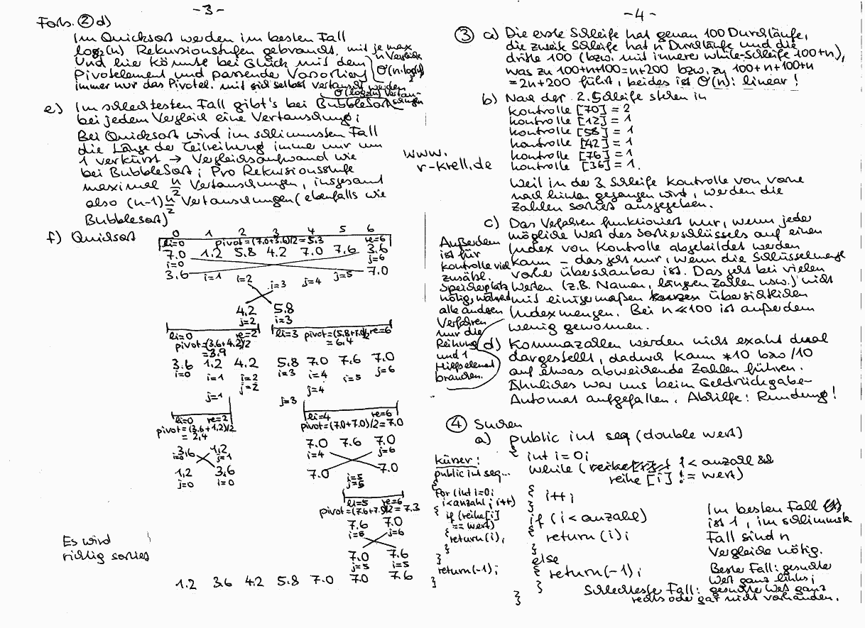handschriftl. Klausurlösung, Seiten 3 und 4