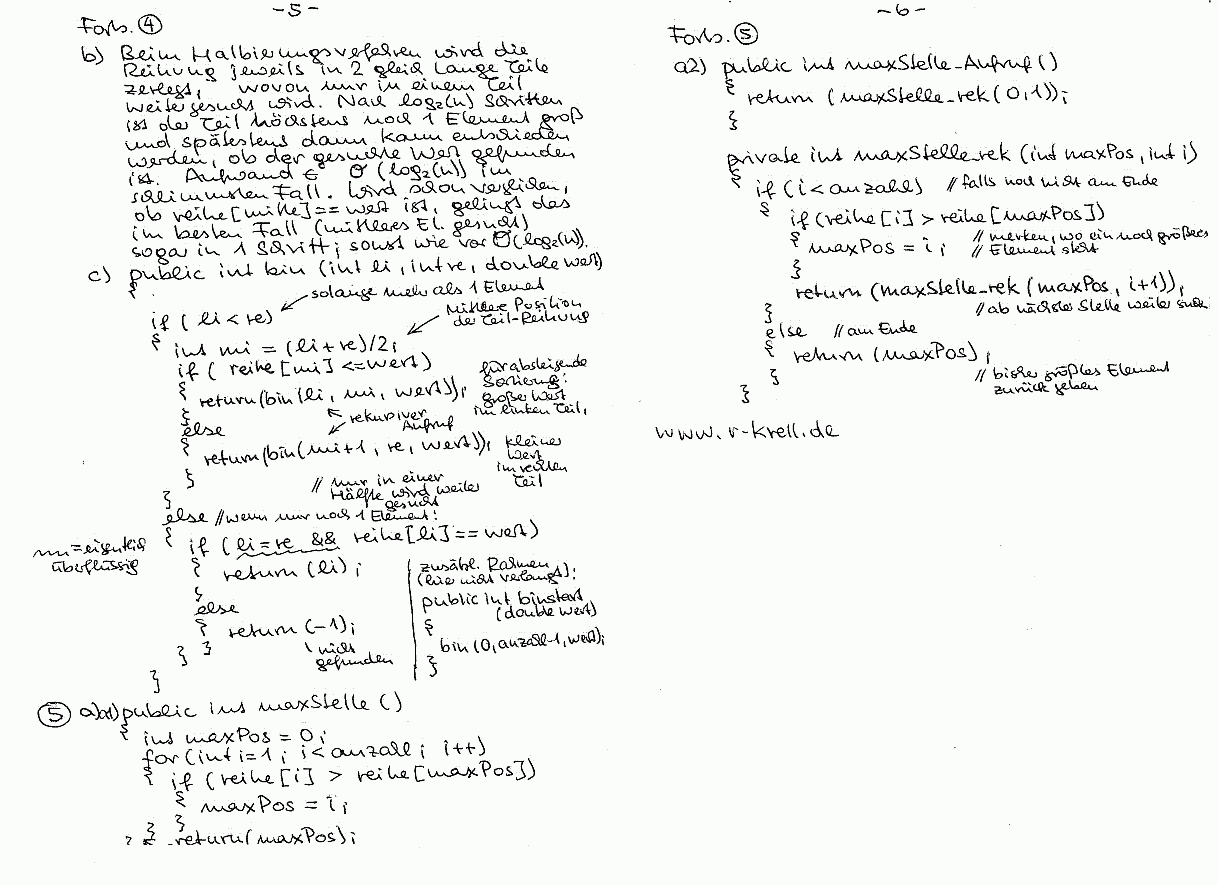 handschriftl. Klausurlösung, Seiten 5 und 6