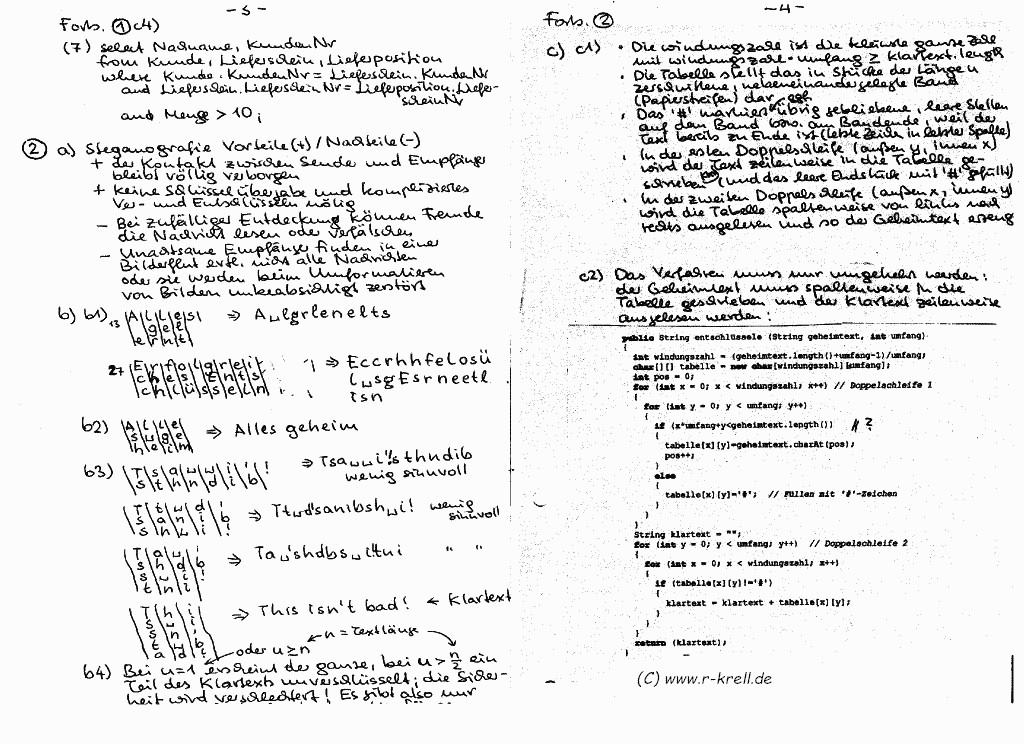 handschriftl. Klausurlösung, Seiten 3 und 4