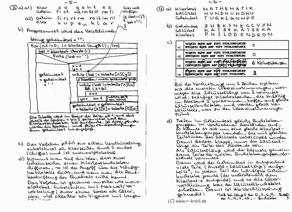 handschriftl. Klausurlösung, Seiten 5 und 6