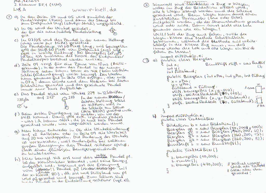 handschriftl. Klausurlösung, Seiten 1 und 2
