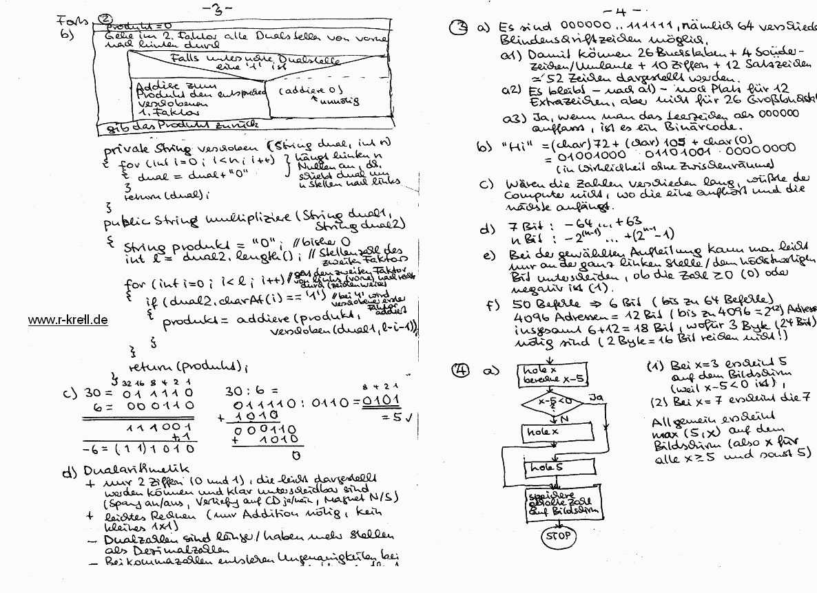 handschriftl. Klausurlösung, Seiten 3 und 4