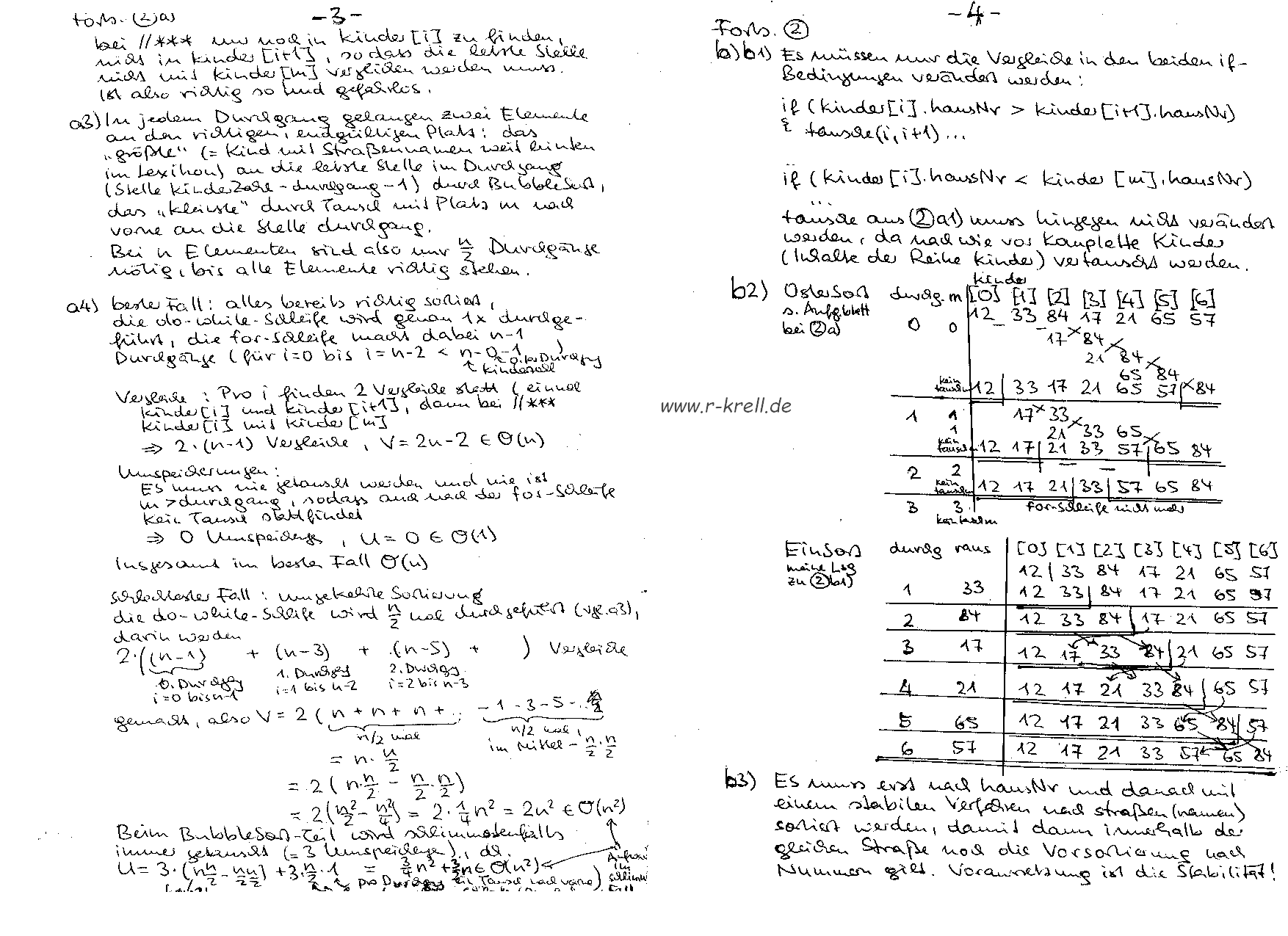 handschriftl. Klausurlösung, Seiten 3 und 4