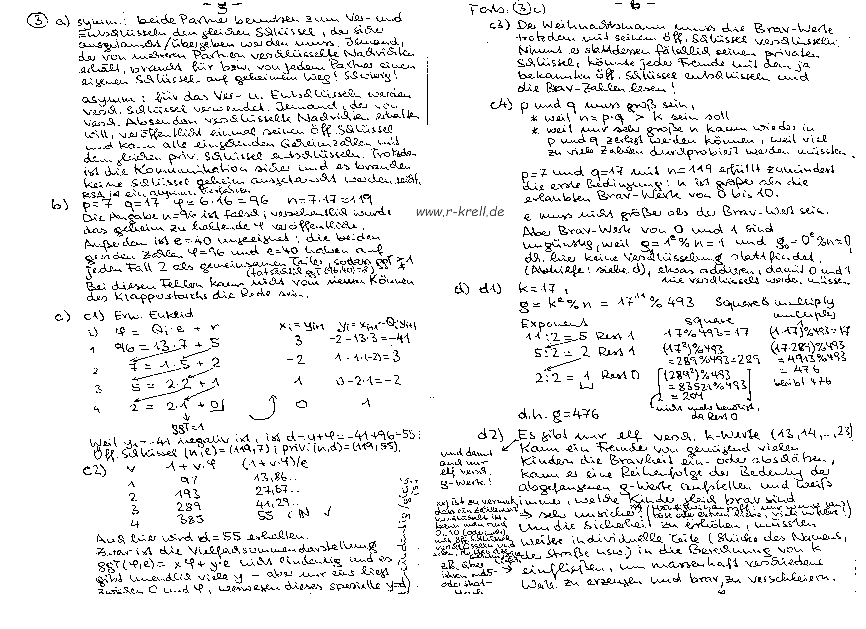 handschriftl. Klausurlösung, Seiten 5 und 6