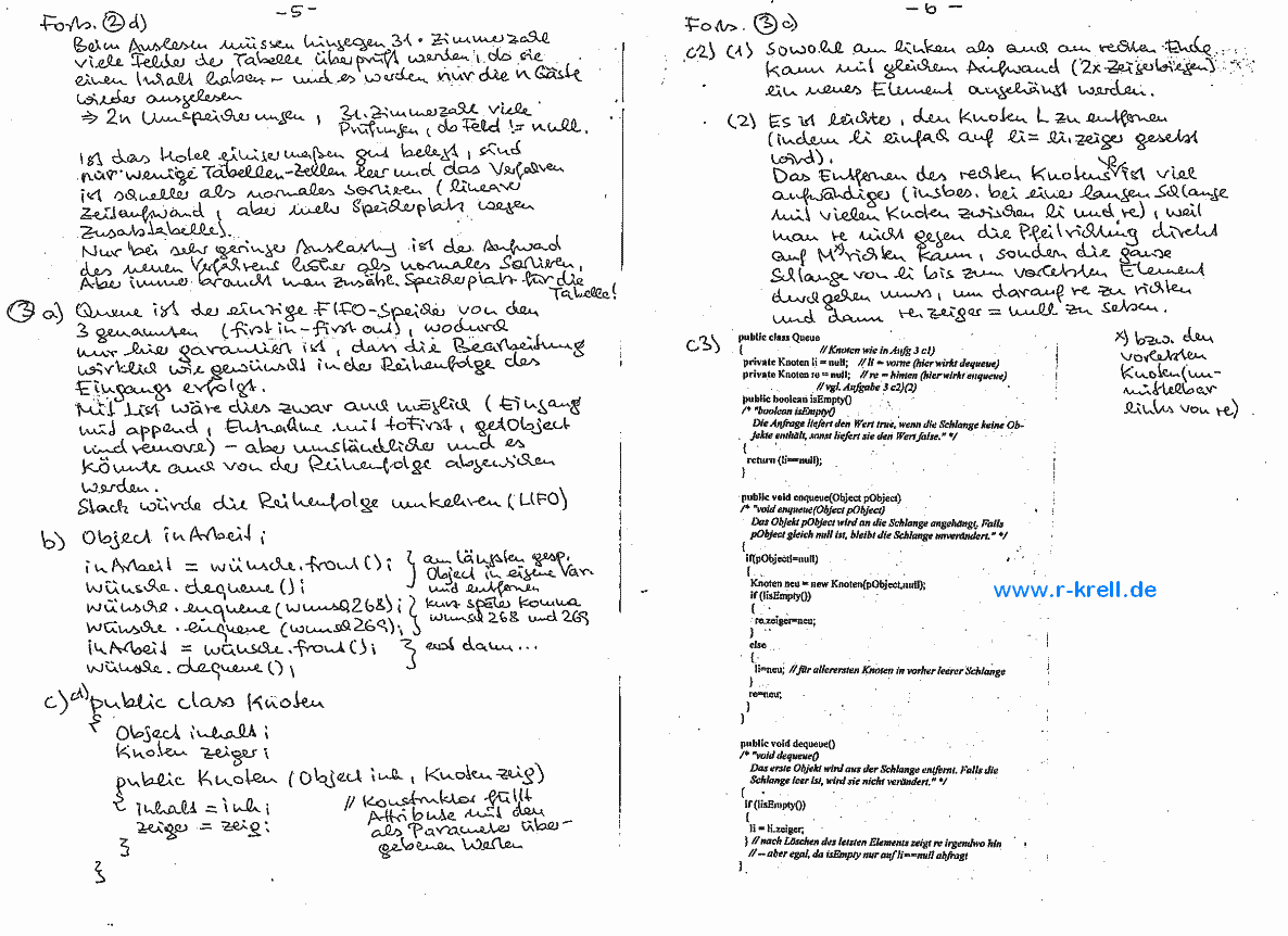 handschriftl. Klausurlösung, Seiten 5 und 6