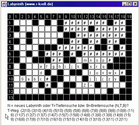 Labyrinth mit Tiefensuch-Weg